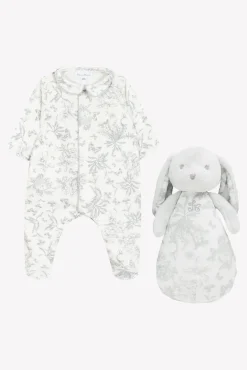 Coffret Naissance Toile de jouy gris