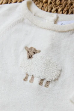 Combinaison longue Ecru broderie mouton