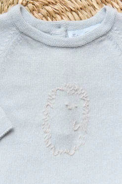 Combinaison longue Bleu céleste broderie hérisson