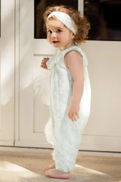 Combinaison longue Vert d'eau inspiration Toile de Jouy