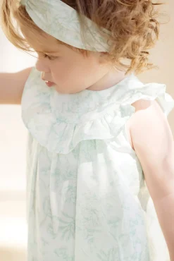 Combinaison longue Vert d'eau inspiration Toile de Jouy