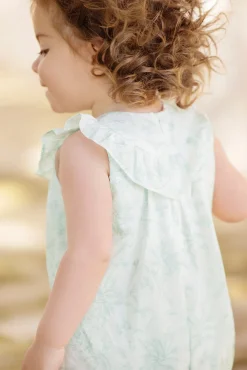 Combinaison longue Vert d'eau inspiration Toile de Jouy