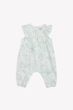 Combinaison longue Vert d'eau inspiration Toile de Jouy