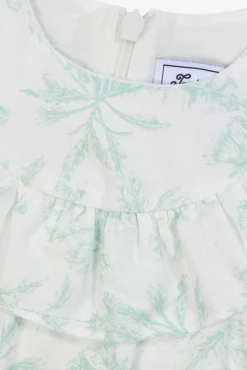 Combinaison longue Vert d'eau inspiration Toile de Jouy