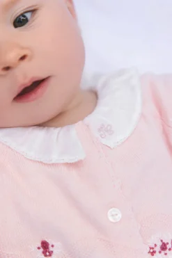 Combinaison longue Rose pâle broderies