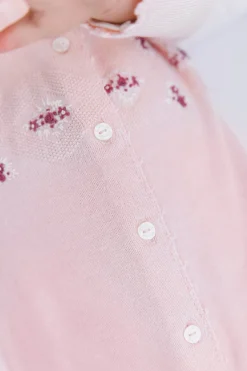 Combinaison longue Rose pâle broderies