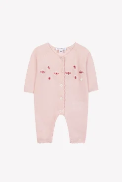 Combinaison longue Rose pâle broderies