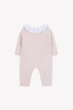 Combinaison longue Rose pâle col broderie