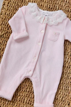 Combinaison longue Rose pâle velours