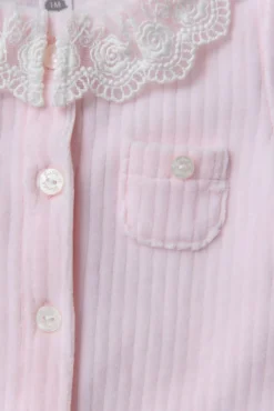 Combinaison longue Rose pâle velours