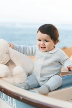 Combinaison longue Bleu céleste jacquard