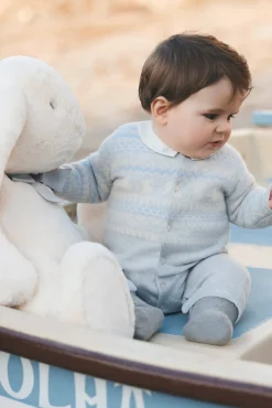 Combinaison longue Bleu céleste jacquard