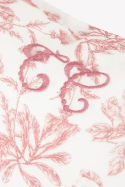 Coussin réversible Imprimé inspiration Toile de Jouy rose