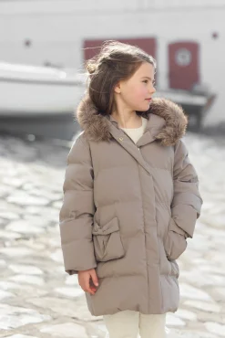 Doudoune longue Taupe