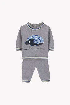 Ensemble jogging Gris hérisson pixel