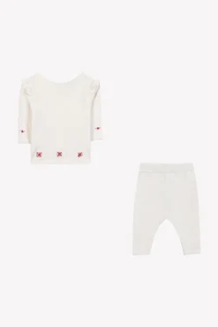 Ensemble long Ecru broderies