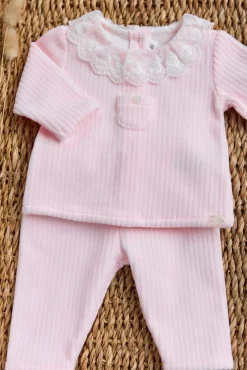 Ensemble long Rose pâle velours