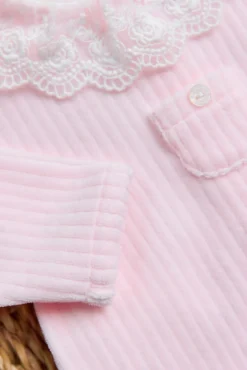 Ensemble long Rose pâle velours