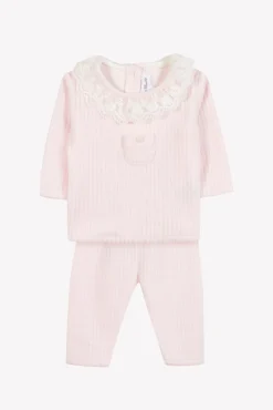 Ensemble long Rose pâle velours