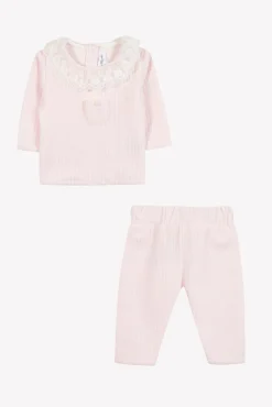 Ensemble long Rose pâle velours