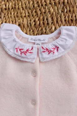 Ensemble long Rose pâle col volanté