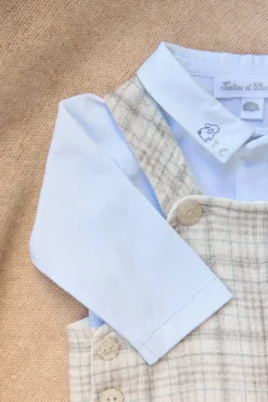 Ensemble long Greige chiné carreaux