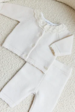 Ensemble long Ecru col volanté