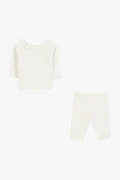 Ensemble long Ecru col volanté