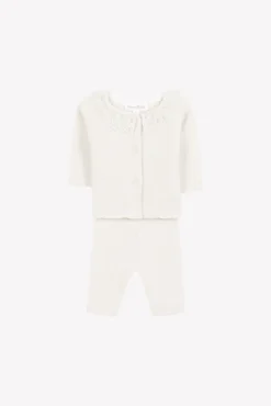 Ensemble long Ecru col volanté