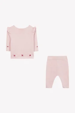 Ensemble long Rose pâle broderies