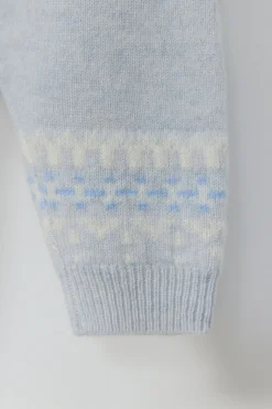 Ensemble long Bleu chiné jacquard