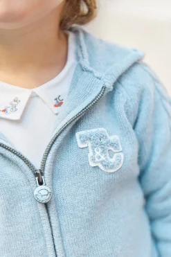 Gilet Bleu glacier chiné signature TC