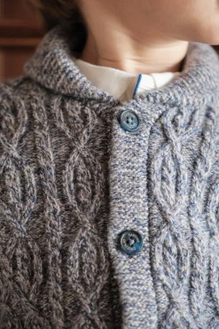 Gilet Marine col châle maille torsadée