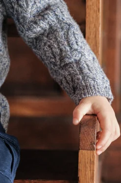 Gilet Marine col châle maille torsadée