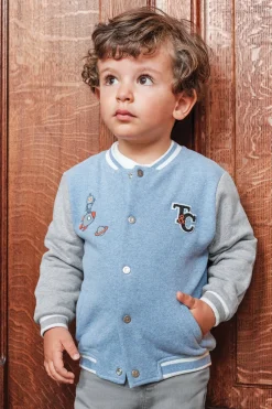 Gilet Bleu grisé effet bomber