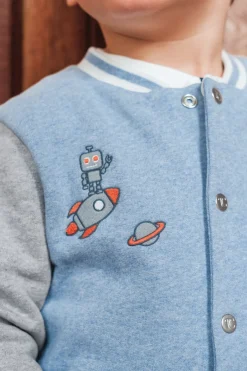 Gilet Bleu grisé effet bomber