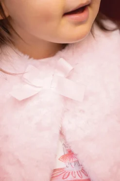 Gilet Rose pâle imitation fourrure avec nœud