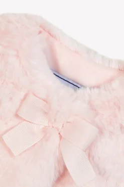 Gilet Rose pâle imitation fourrure avec nœud