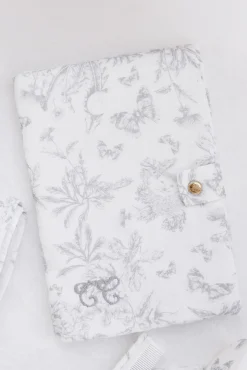 Housse de carnet Imprimé toile de jouy gris