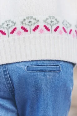 Jean Bleu évasé broderie