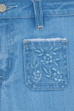 Jean Bleu évasé broderie