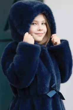 Manteau Marine imitation fourrure