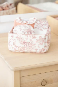 Panière Imprimé inspiration Toile de Jouy rose