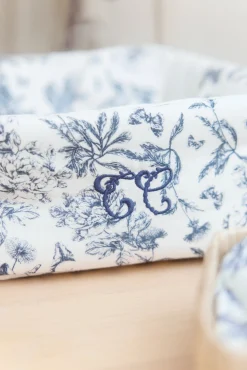 Panière Imprimé inspiration toile de jouy bleu
