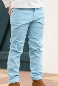 Pantalon Bleu glacier en velours