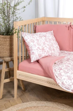 Parure de lit Imprimé inspiration Toile de Jouy rose