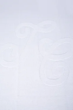 Plaid coton cachemire Bleu ciel brodé TC