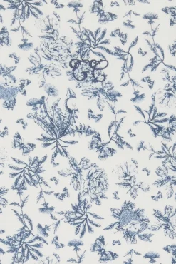 Plaid réversible Imprimé inspiration toile de jouy bleu
