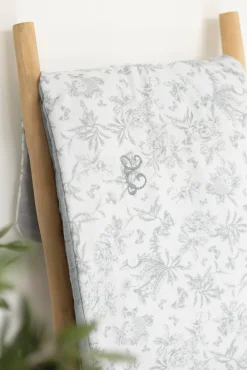 Plaid réversible Imprimé inspiration toile de jouy gris