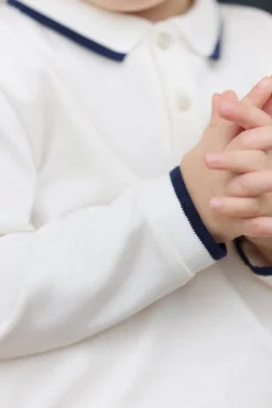 Polo Ecru liseré marine